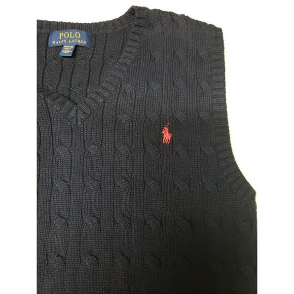 Polo Ralph Lauren Youth Sweater Vest Cable Knit Pony Logo Embroidered M (10-12) - Picture 6 of 7